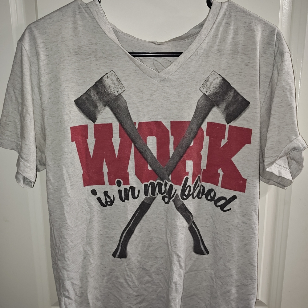Vintage-Inspired "Work is in My Blood" Graphic Tee – Flag Nor Fail Edition